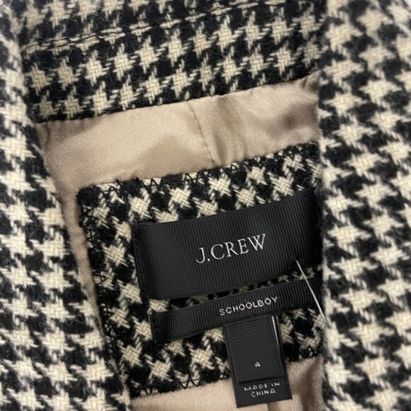 J. Crew Womens Schoolboy Tweed Blazer Suit Jacket Size 4 Houndstooth Black NWT - Picture 3 of 9